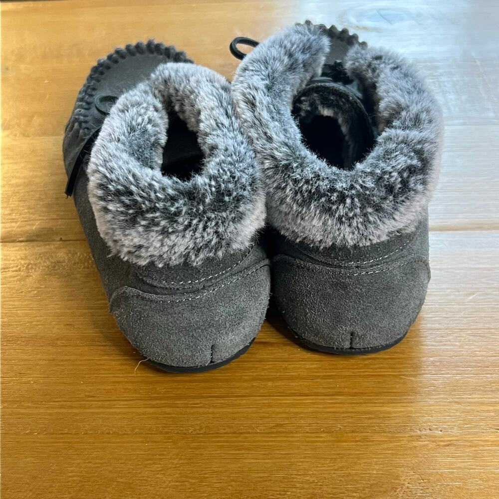 Minnetonka Women’s Moccasin Slippers Size 9N Gray Lined Ankle Booties lodgecore - Picture 6 of 7